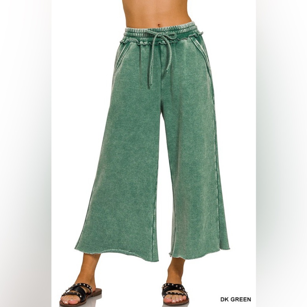 #185 New! Acid Wash Cotton Cropped Sweats - Picture 1 of 3